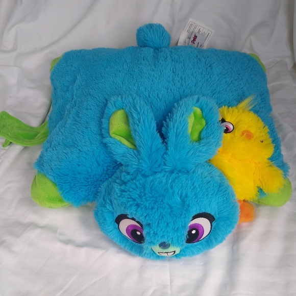 Pillow Pet Blue Bunny Rabbit with Yellow Ducky - Picture 1 of 10